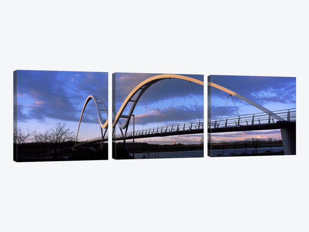 Modern bridge over a riverInfinity Bridge, River Tees, Stockton-On-Tees, Cleveland, England by Panoramic Images 3-piece Canvas Artwork