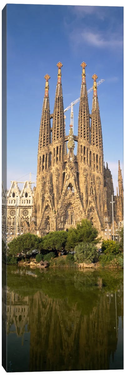 Low Angle View Of A Cathedral, Sagrada Familia, Barcelona, Spain Canvas Art Print - Famous Places of Worship