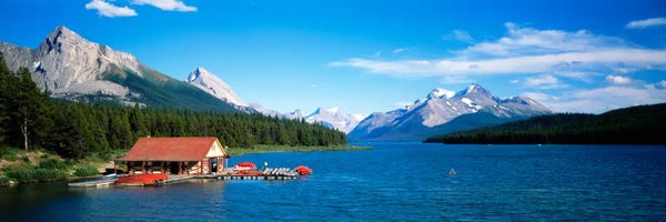 Snowy Mountains: Canada, Alberta, Maligne Lake by Panoramic Images
