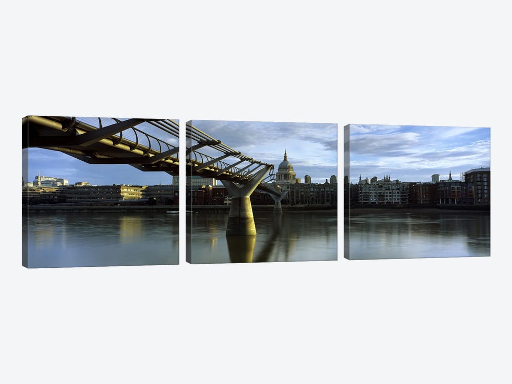 London Millennium Footbridge And St. Paul's Cathedral, London, England, United Kingdom by Panoramic Images 3-piece Canvas Print