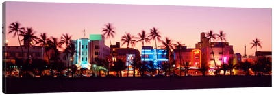 Night, Ocean Drive, Miami Beach, Florida, USA Canvas Art Print - Panoramic & Horizontal Wall Art