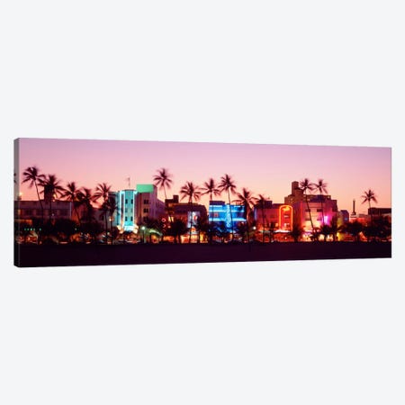 Night, Ocean Drive, Miami Beach, Florida, USA Canvas Print #PIM1012} by Panoramic Images Canvas Artwork