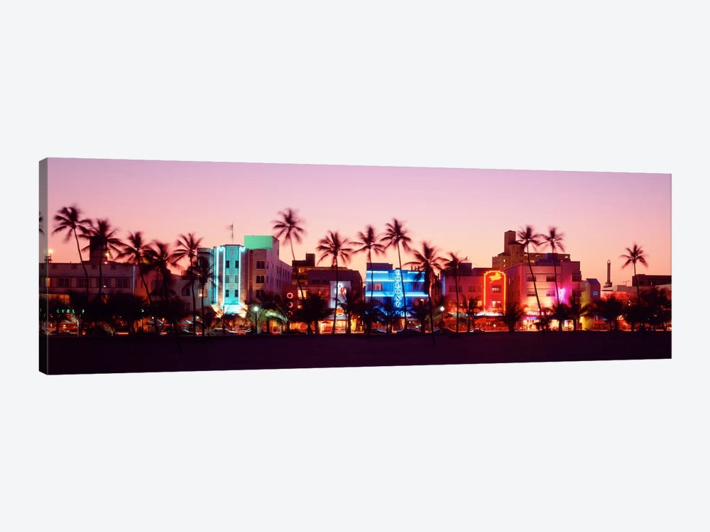 Night, Ocean Drive, Miami Beach, Florida, USA by Panoramic Images 1-piece Canvas Art Print