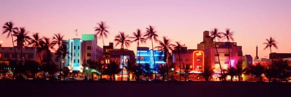 Miami Beach: Night, Ocean Drive, Miami Beach, Florida, USA by Panoramic Images