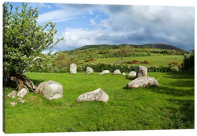 Piper's Stone, Bronze Age Stone Circle (1400-800 BC) of 14 Granite Boulders, Near Hollywood, County Wicklow, Ireland Canvas Art Print - Ireland Art
