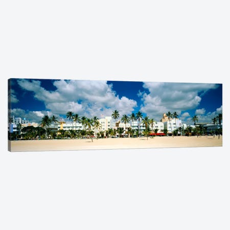 Hotels on the beach, Art Deco Hotels, Ocean Drive, Miami Beach, Florida, USA Canvas Print #PIM1013} by Panoramic Images Canvas Artwork