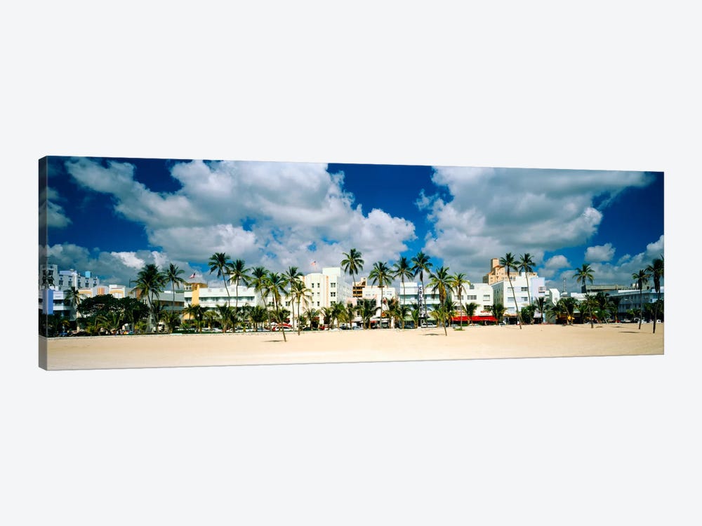 Hotels on the beach, Art Deco Hotels, Ocean Drive, Miami Beach, Florida, USA by Panoramic Images 1-piece Canvas Wall Art