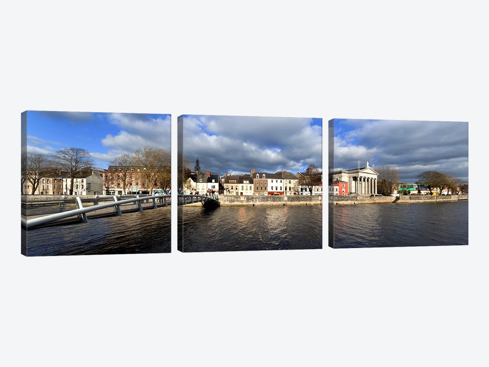 The Millenium Foot Bridge Over the River Lee,St Annes Church Behind, And St Mary's Church (right),Cork City, Ireland by Panoramic Images 3-piece Canvas Print