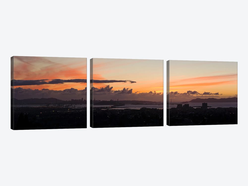City view at duskEmeryville, Oakland, San Francisco Bay, San Francisco, California, USA by Panoramic Images 3-piece Canvas Art Print