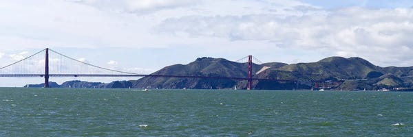 Golden Gate Bridge: Golden Gate BridgeMarin Headlands, Mount Tamalpais, Sausilito, San Francisco Bay, San Francisco, California, USA by Panoramic Images