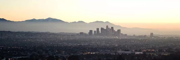Mist & Fog: Aerial view of a cityscape, Los Angeles, California, USA by Panoramic Images