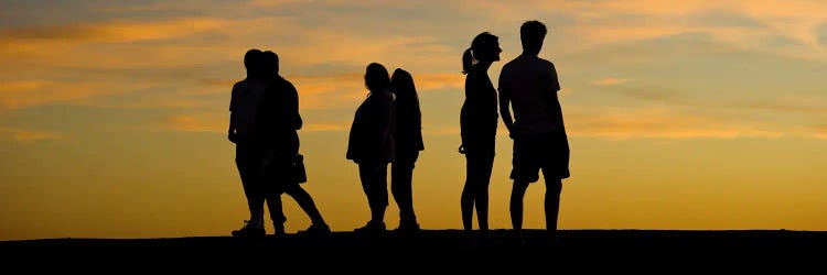 Silhouette of people on a hill, Baldwin Hills Scenic Overlook, Los Angeles County, California, USA