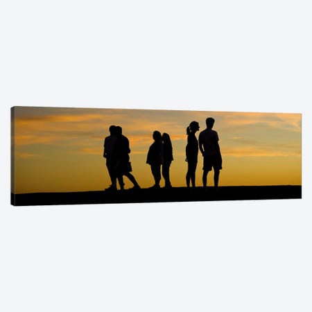 Silhouette of people on a hill, Baldwin Hills Scenic Overlook, Los Angeles County, California, USA Canvas Print #PIM10153} by Panoramic Images Canvas Art