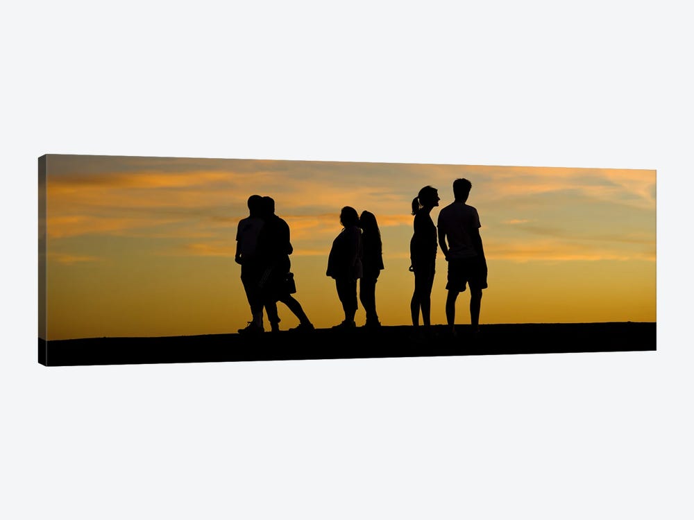 Silhouette of people on a hill, Baldwin Hills Scenic Overlook, Los Angeles County, California, USA by Panoramic Images 1-piece Canvas Art Print
