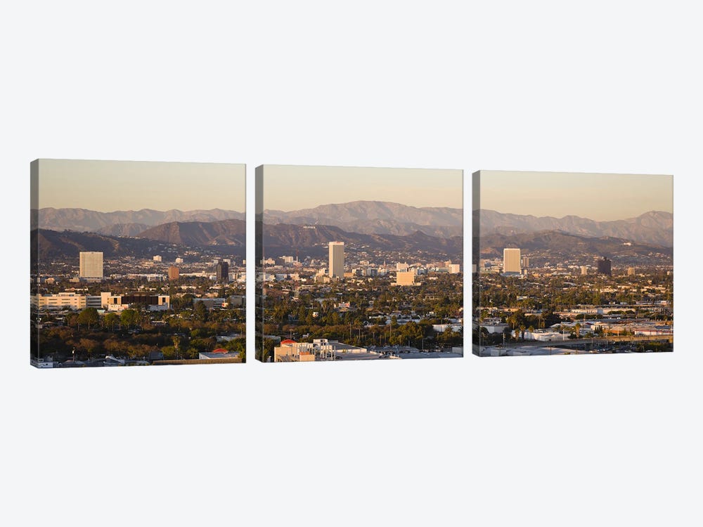 Buildings in a city, Miracle Mile, Hayden Tract, Hollywood, Griffith Park Observatory, Los Angeles, California, USA by Panoramic Images 3-piece Art Print