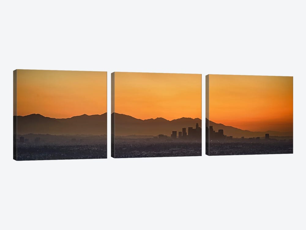 Mountain range at dusk, San Gabriel Mountains, Los Angeles, California, USA by Panoramic Images 3-piece Canvas Art
