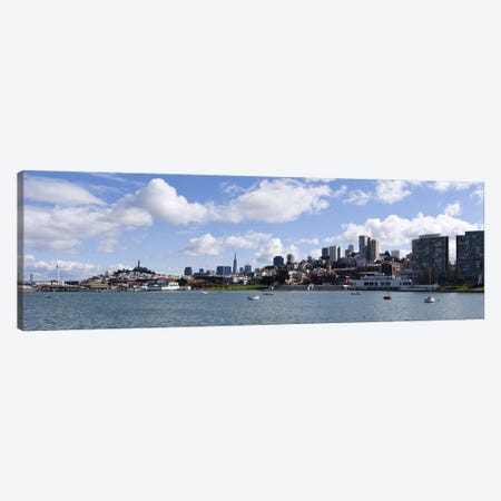 Distant View Of The Financial District With The Fisherman's Wharf District In The Foreground, San Francisco, California Canvas Print #PIM10166} by Panoramic Images Canvas Wall Art