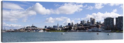 Distant View Of The Financial District With The Fisherman's Wharf District In The Foreground, San Francisco, California Canvas Art Print - San Francisco Skylines