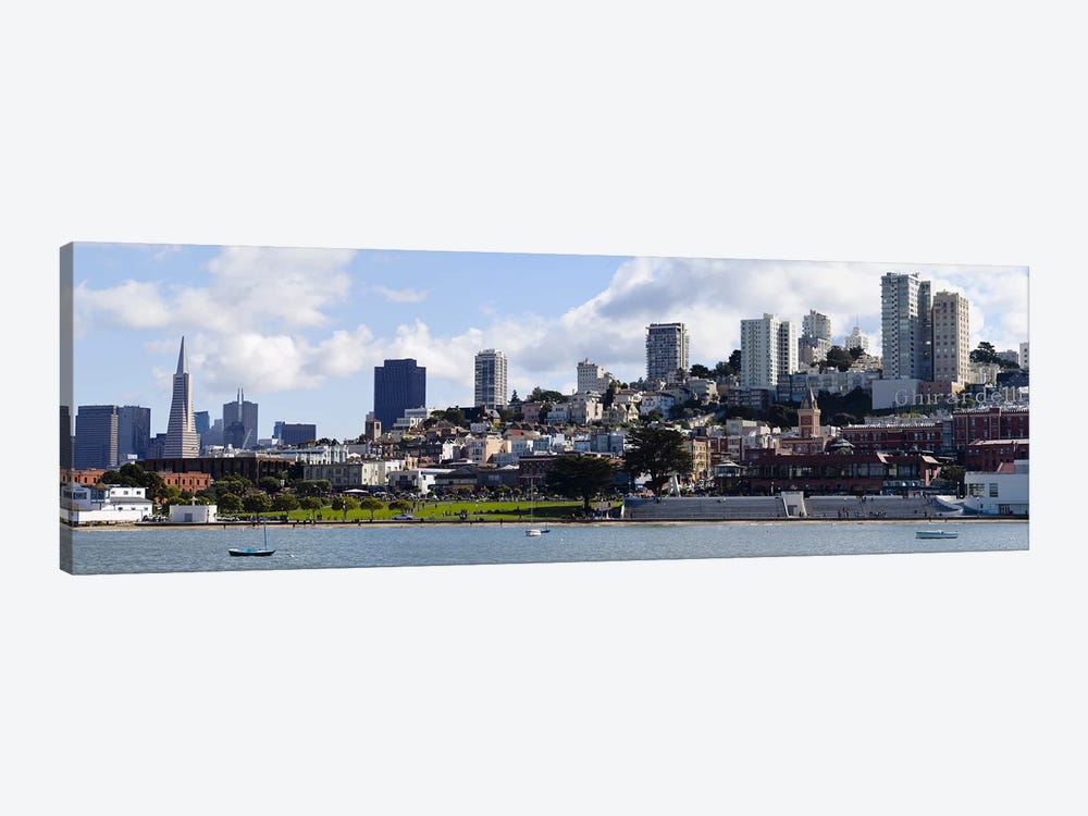 Buildings at the waterfront, Transamerica Pyramid, Ghirardelli Building, Coit Tower, San Francisco, California, USA by Panoramic Images 1-piece Canvas Art Print