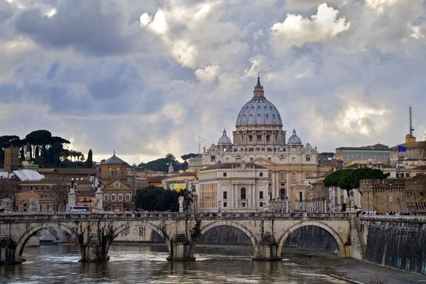 Panoramic Images: Arch bridge across Tiber River with St. Peter's Basilica in the background, Rome, Lazio, Italy by Panoramic Images