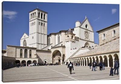 Tourists at a church, Basilica of San Francesco D'Assisi, Assisi, Perugia Province, Umbria, Italy Canvas Art Print - Italy Art
