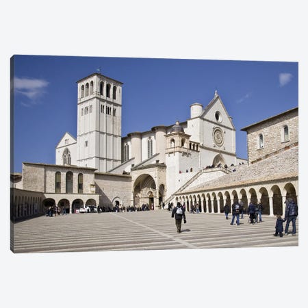 Tourists at a church, Basilica of San Francesco D'Assisi, Assisi, Perugia Province, Umbria, Italy Canvas Print #PIM10182} by Panoramic Images Canvas Art Print