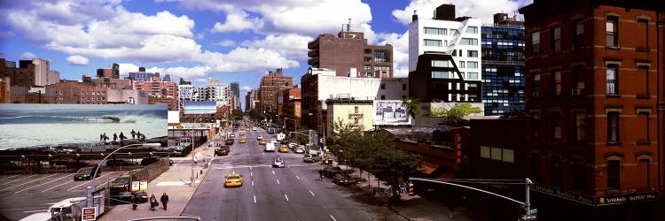 High angle view of buildings along 10th Avenue, New York City, New York State, USA