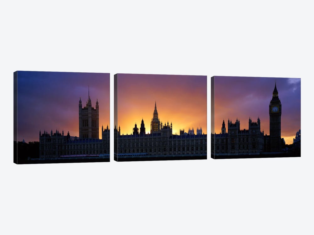 Sunset Houses of Parliament & Big Ben London England by Panoramic Images 3-piece Canvas Print