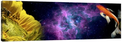Sunflower and Koi Carp in space Canvas Art Print - Galaxy Art