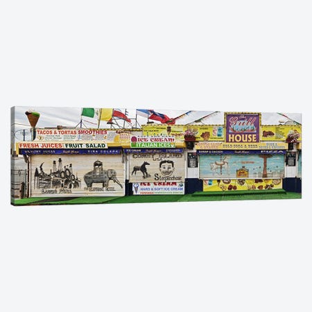 Old Store Front along Riegelmann Boardwalk, Long Island, Coney Island, New York City, New York State, USA Canvas Print #PIM10227} by Panoramic Images Art Print