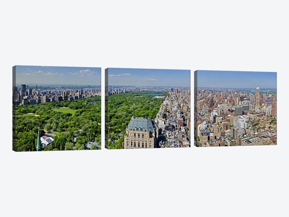 Aerial view of a city, Central Park, Manhattan, New York City, New York State, USA 2011 by Panoramic Images 3-piece Canvas Art