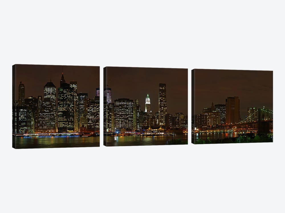 Skyscrapers at the waterfront, Lower Manhattan, Manhattan, New York City, New York State, USA 2011 by Panoramic Images 3-piece Canvas Art Print