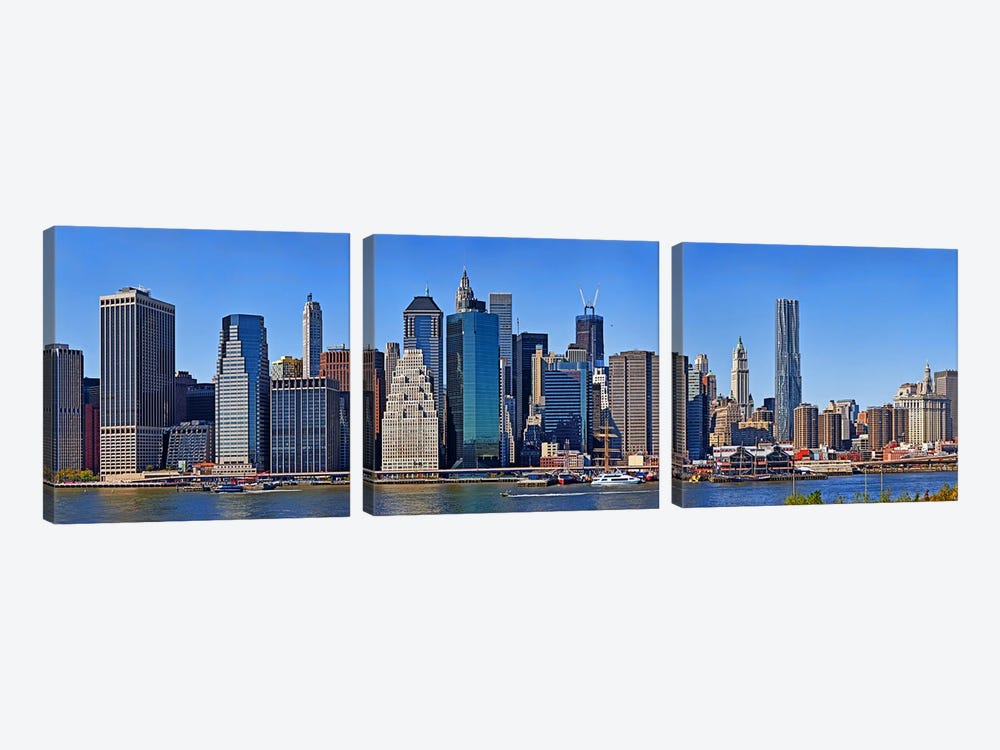Skyscrapers at the waterfront, Lower Manhattan, Manhattan, New York City, New York State, USA 2011 by Panoramic Images 3-piece Canvas Wall Art