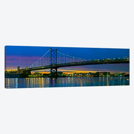 Suspension bridge across a river, Ben Franklin Bridge, River Delaware, Philadelphia, Pennsylvania, USA Canvas Print #PIM10241} by Panoramic Images Canvas Wall Art