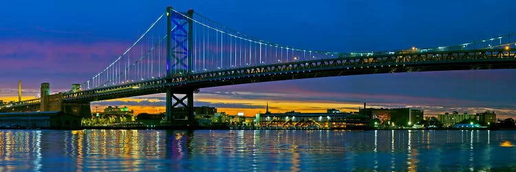 Suspension bridge across a river, Ben Franklin Bridge, River Delaware, Philadelphia, Pennsylvania, USA