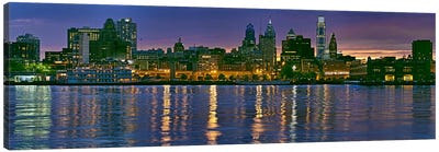 Buildings at the waterfront, River Delaware, Philadelphia, Pennsylvania, USA Canvas Art Print - Philadelphia Skylines