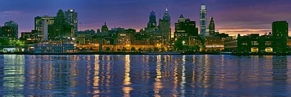 Smalt: Buildings at the waterfront, River Delaware, Philadelphia, Pennsylvania, USA by Panoramic Images