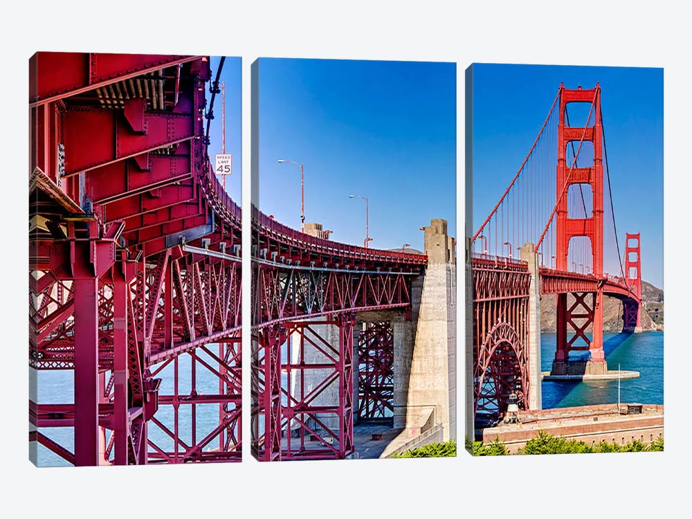 High dynamic range panorama showing structural supports for the bridge, Golden Gate Bridge, San Francisco, California, USA by Panoramic Images 3-piece Canvas Artwork