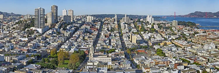 High angle view of a cityCoit Tower, Telegraph Hill, San Francisco, California, USA