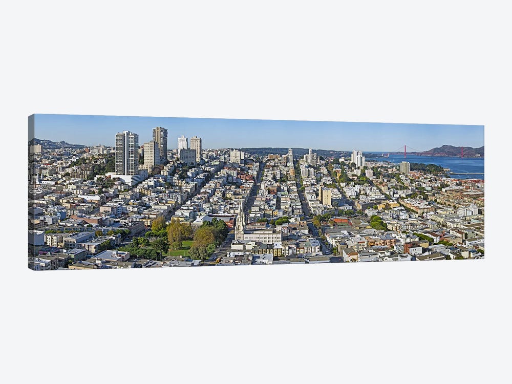 High angle view of a cityCoit Tower, Telegraph Hill, San Francisco, California, USA by Panoramic Images 1-piece Canvas Artwork
