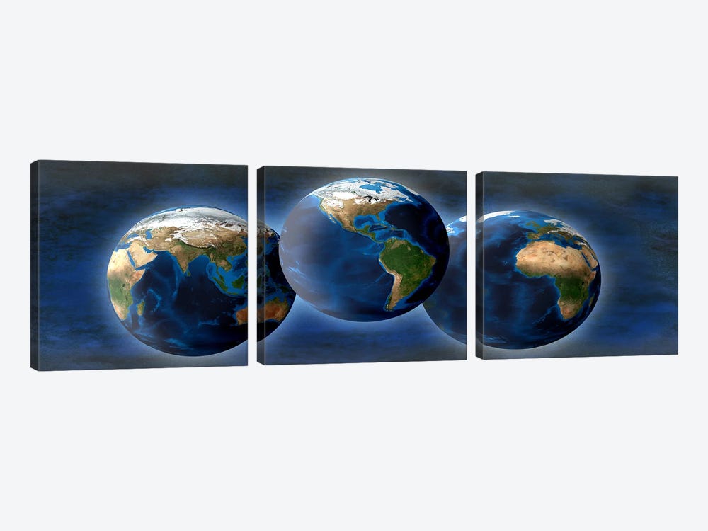 Three earths by Panoramic Images 3-piece Canvas Art