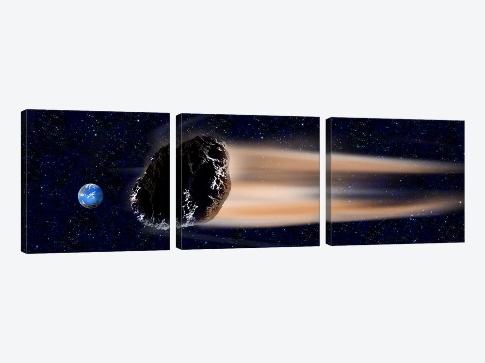 Meteor coming at earth by Panoramic Images 3-piece Canvas Artwork
