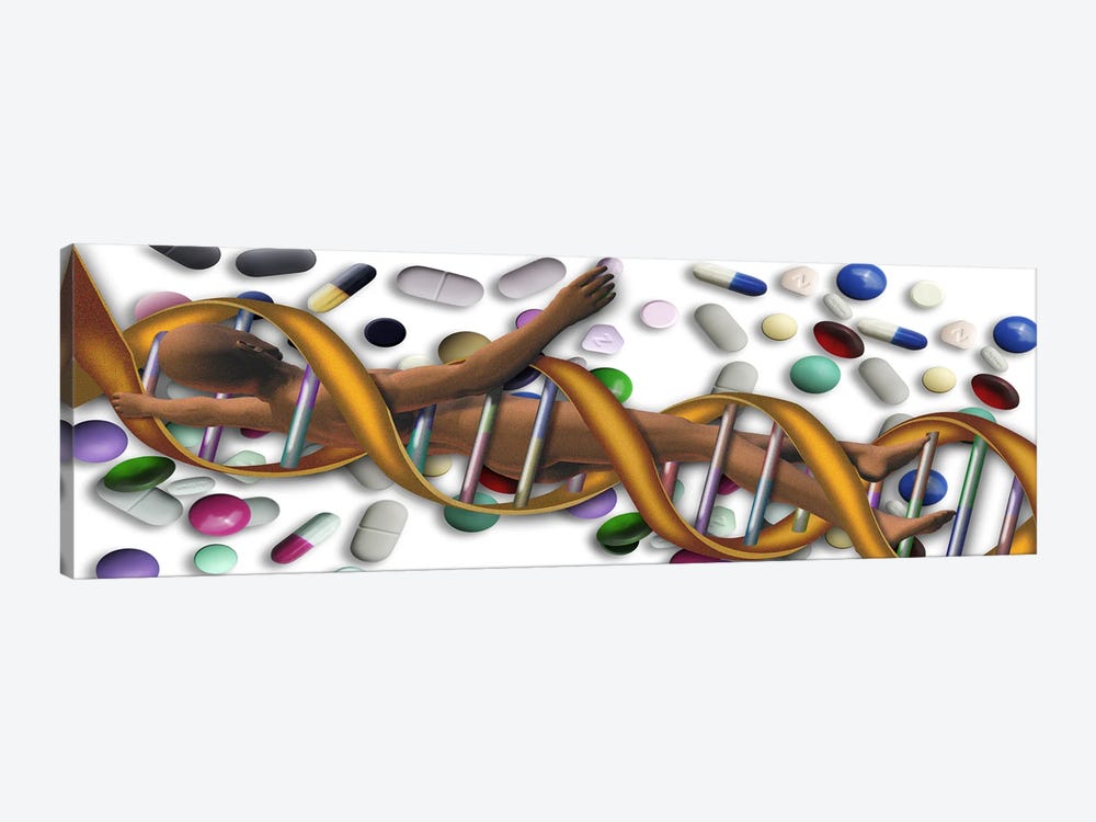 DNA surrounded by pills by Panoramic Images 1-piece Canvas Print