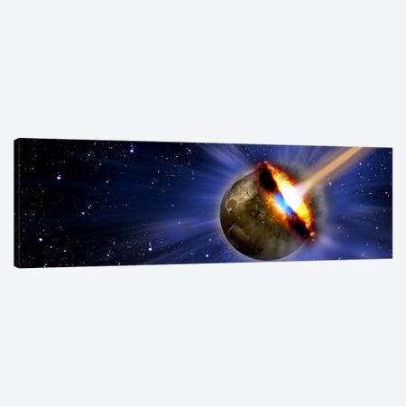 Comet hitting earth Canvas Print #PIM10257} by Panoramic Images Canvas Wall Art