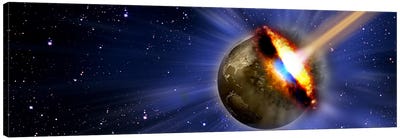 Comet hitting earth Canvas Art Print - Planet Art