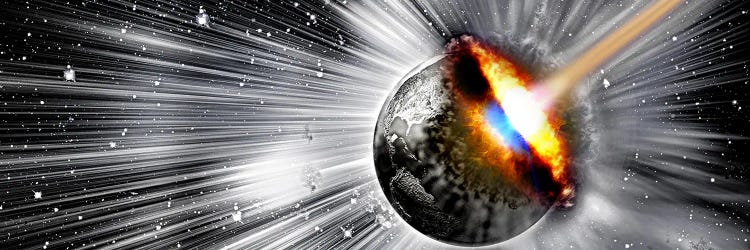 Earth hit by comet by Panoramic Images wall art