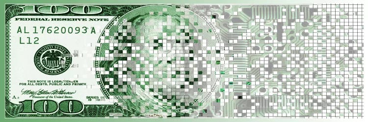 One Hundred Dollar Bill turning digital by Panoramic Images wall art