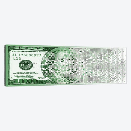 One Hundred Dollar Bill turning digital Canvas Print #PIM10259} by Panoramic Images Art Print