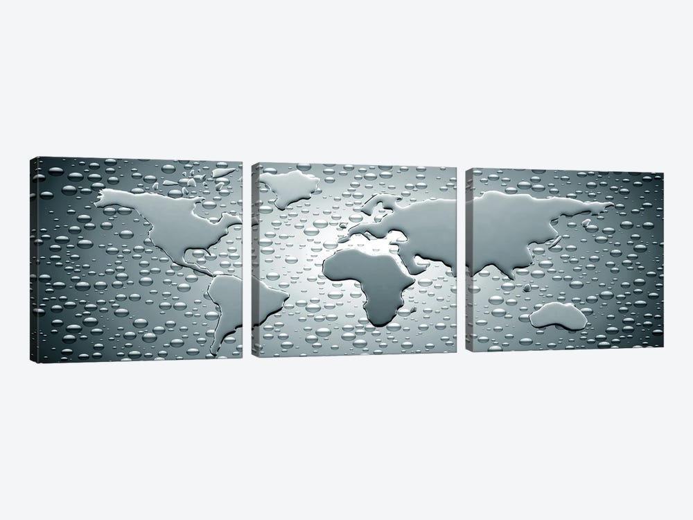 Water drops forming continents by Panoramic Images 3-piece Canvas Art Print
