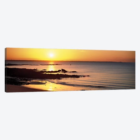 Sunrise over the beach, Beg Meil, Finistere, Brittany, France Canvas Print #PIM10266} by Panoramic Images Canvas Print